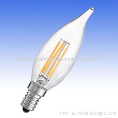 3.5W Filament C32 E14/E12 LED Bulb, 350lm, AC 230V/110V,Replaces 50W,>83 CRI, CE/RoHS,3yrs GuaranteeNew